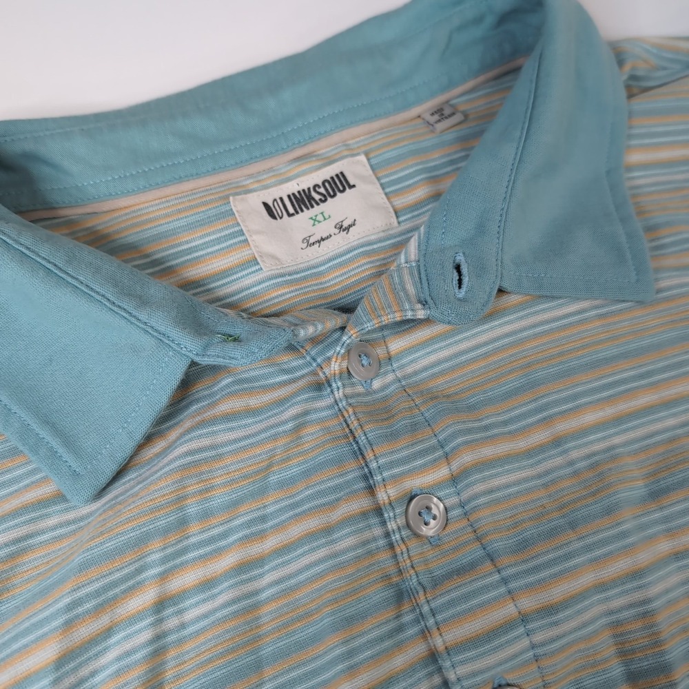 Linksoul Short Sleeve  Golf Stripe Polo Shirt‎ Luxury Cotton